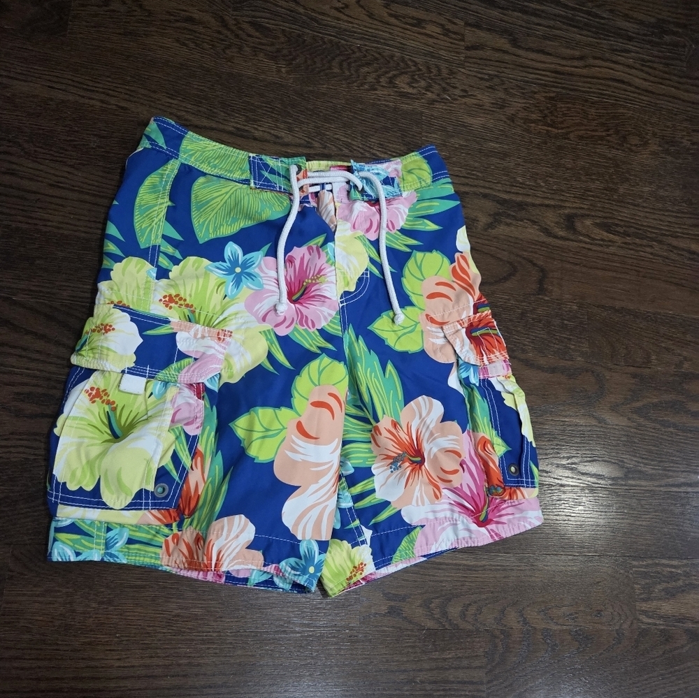 Hollister Tropical Floral Swim Trunks in Bright Blue & Multicolor Sz.XS